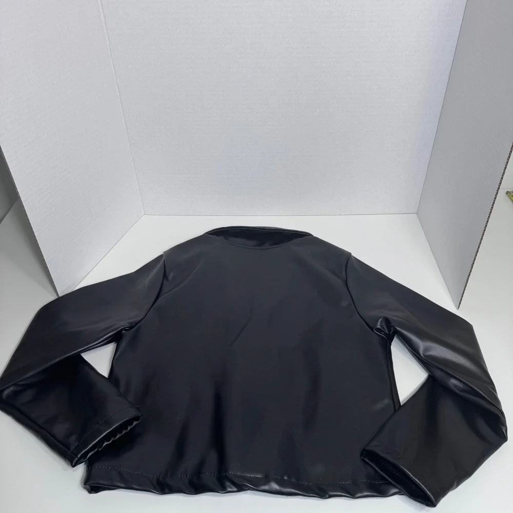 Limited Too Girls Black Faux Leather Moto Biker Jacket Kids 6‎ Edgy Rocker Y2K